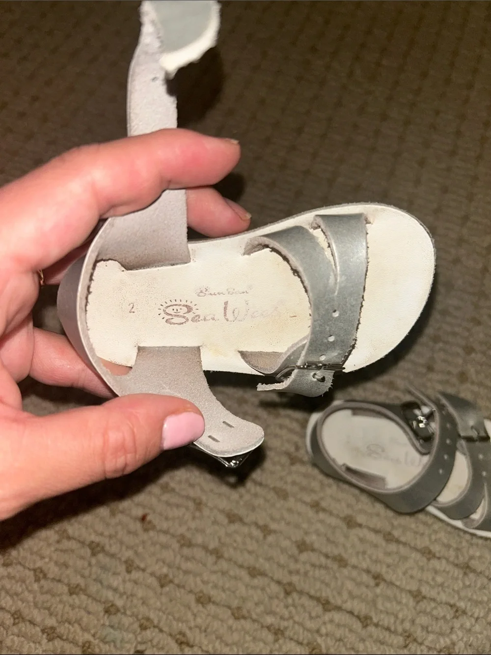 Sun Sans Sea Wee Kids Silver Metallic Buckle Sandals
